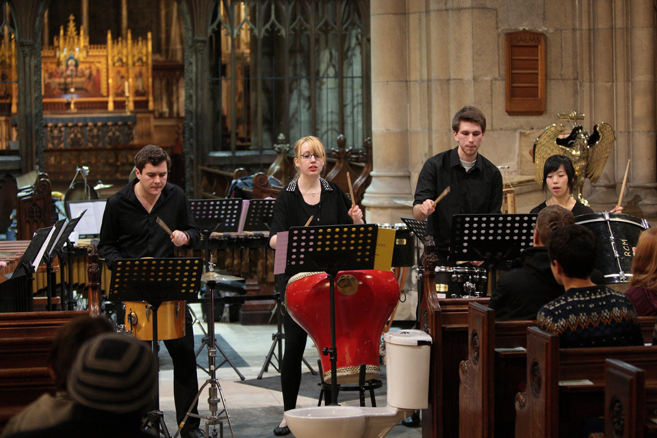 RCM group PERC'M performing to an audience in Beverley Minster
